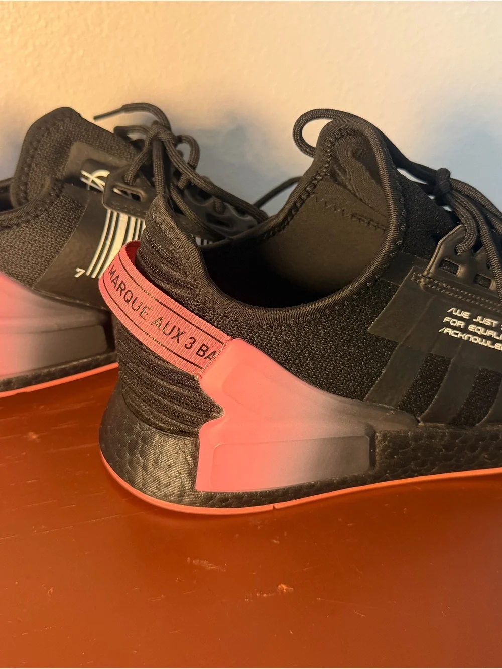 adidas Black Athletic Sneakers with Pink Heel Accents
